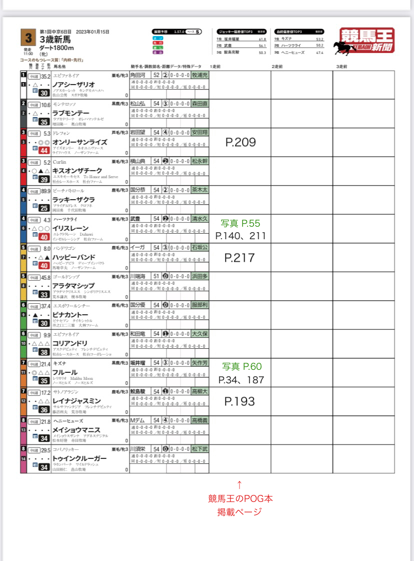 Pog 23 01 15デビュー ３歳新馬 競馬王新聞 まいこのゆるっとまとめ まいこのヘタ馬パラダイス